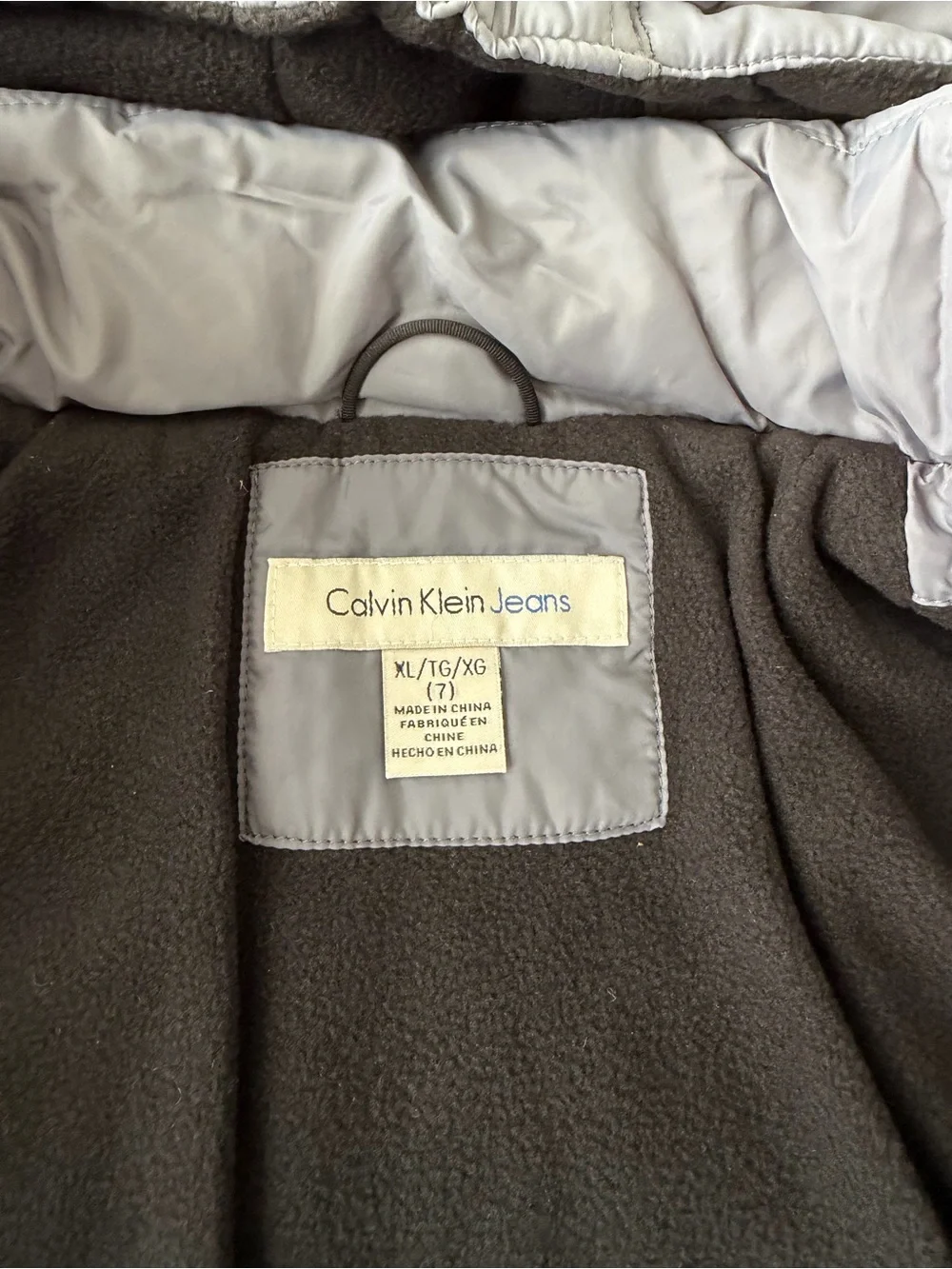 Calvin Klein Jeans Kids Gray Hooded Puffer Coat XL 7